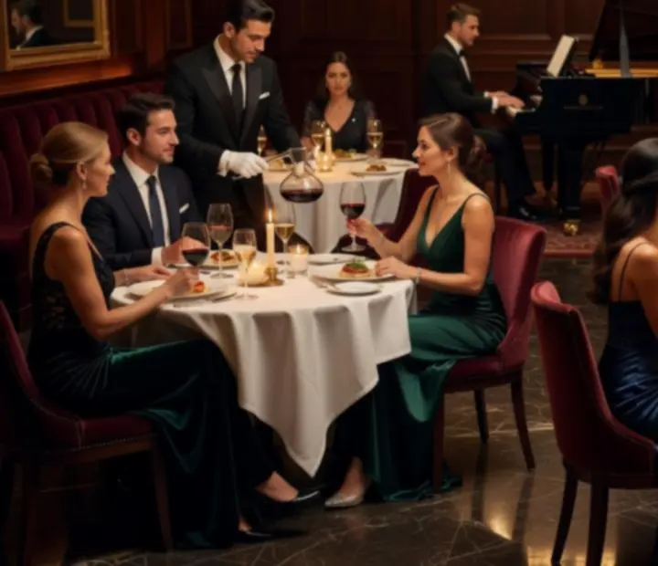 Kolacja przy świecach w eleganckim wnętrzu Strefy Nocaro z fortepianem w tle