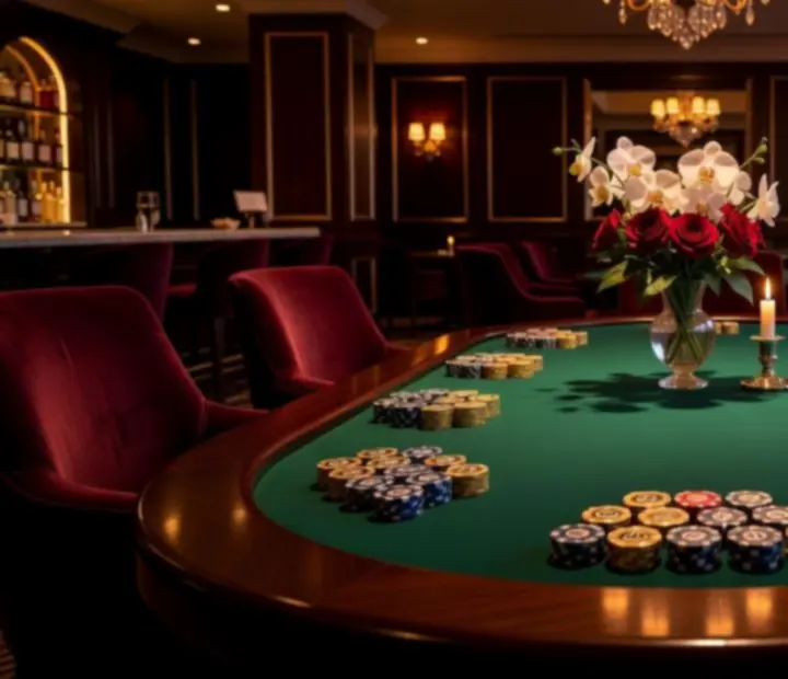 Elegancko przygotowany stół pokerowy w VIP Lounge