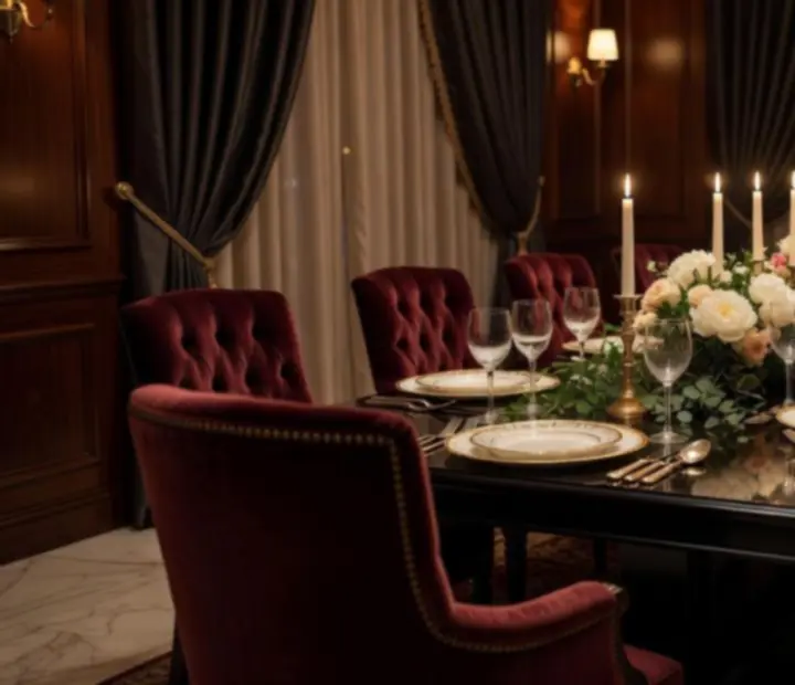 Uroczysty stół w prywatnej sali restauracji Strefa Nocaro, przygotowany na eleganckie przyjęcie