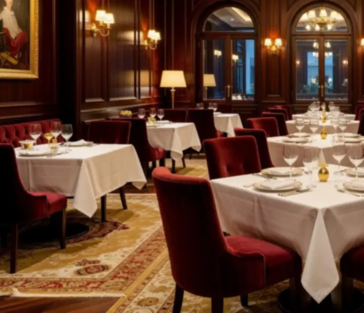 Eleganckie wnętrze restauracji Strefa Nocaro z nakrytymi stołami i nastrojowym oświetleniem