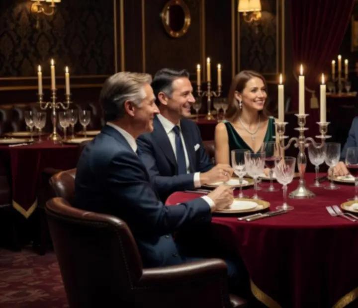 Luksusowy salon VIP w eleganckiej restauracji z prywatnym stołem i nastrojowym oświetleniem